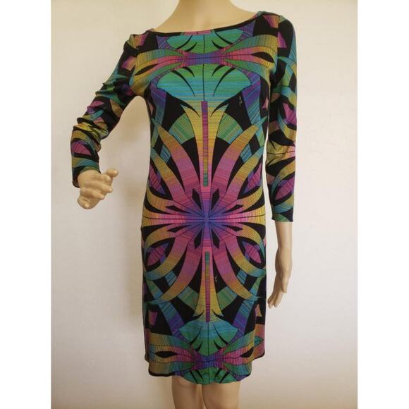 Emilio Pucci Black Multicolor Signature Print Belted Dress 4 US - Picture 3 of 10